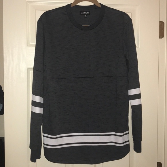 Charcoal Grey “Hockey Stripe” Long-Sleeve Shirt - Picture 1 of 4